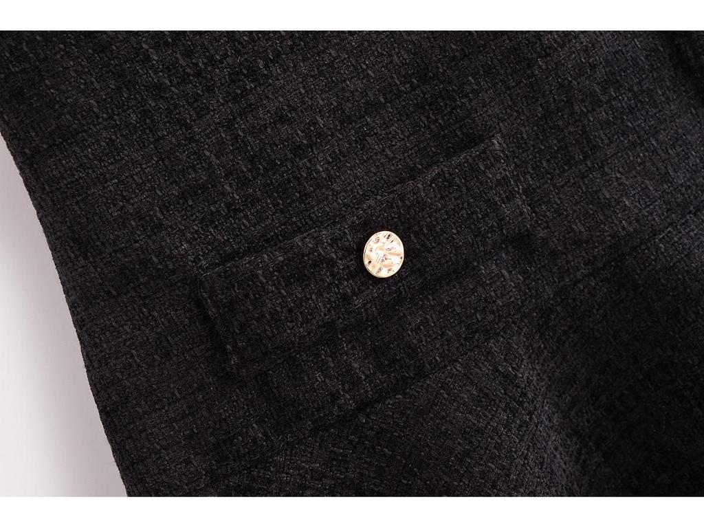 2024 Winter Women's European & American Style Elegant Textured Sleeveless Round Neck Dress