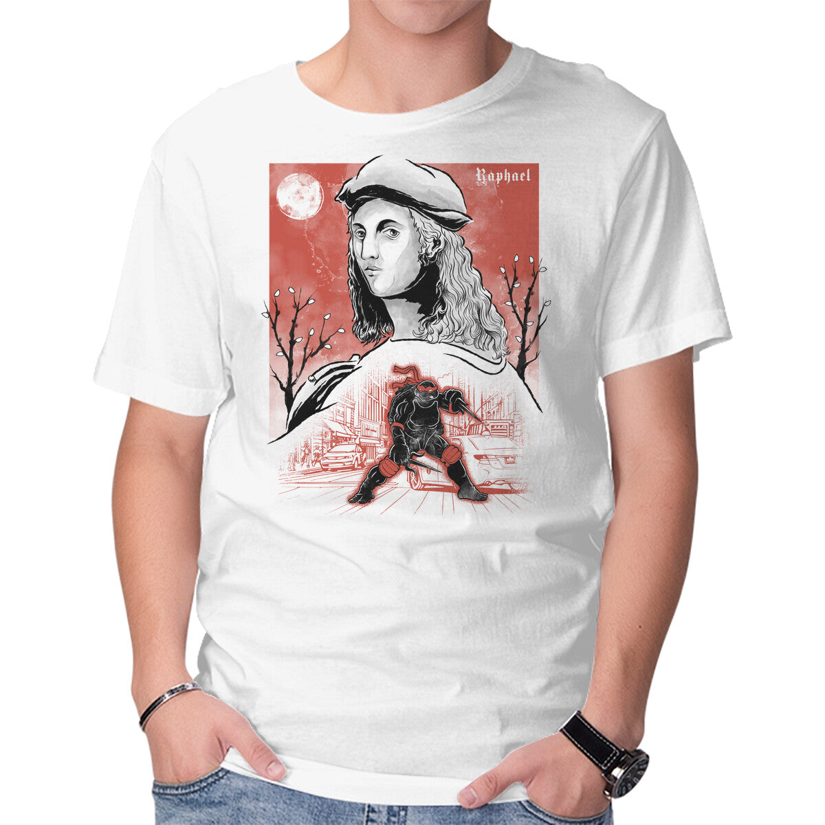 Unisex Crew Neck T-Shirt Renaissance Ninja Raphael Sumi-E Graphic Short Sleeve Casual Tee XXXXL