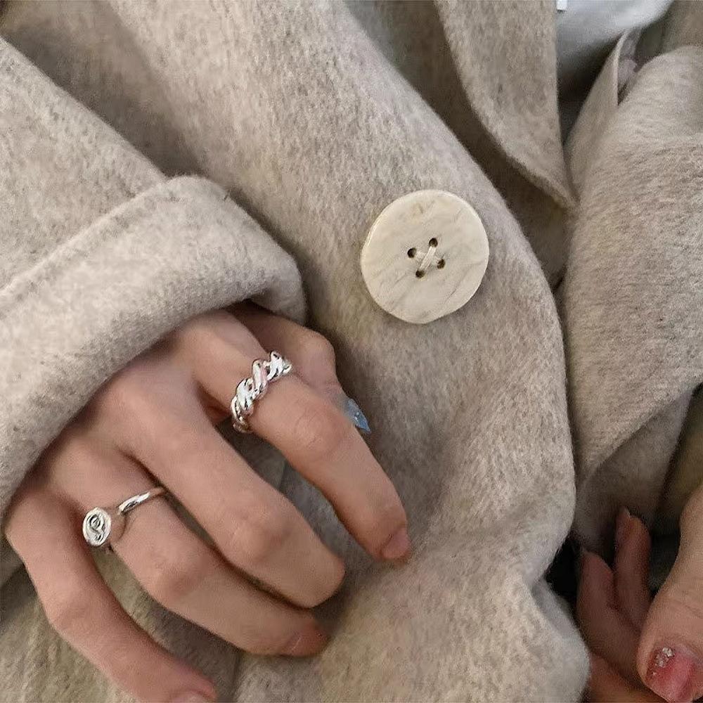 Niche design stacked croissant ring cold wind index finger ring personalized opening adjustable ring