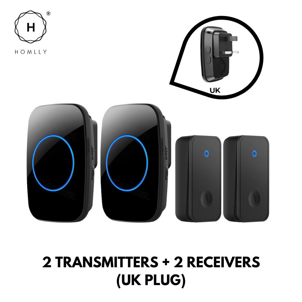 HOMLLY Self-Powered Wireless Waterproof Electric Door Bells with 60 Chimes & 5-Level Volume LED Flash