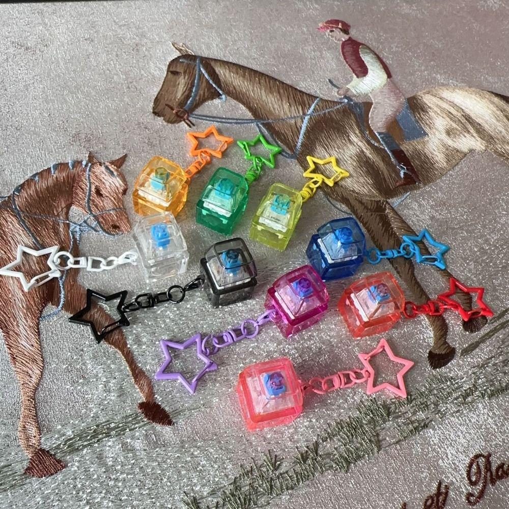 6Pcs Press Key Shape Keychain Star Car Key Ring Fashion Phone Lanyard  Students