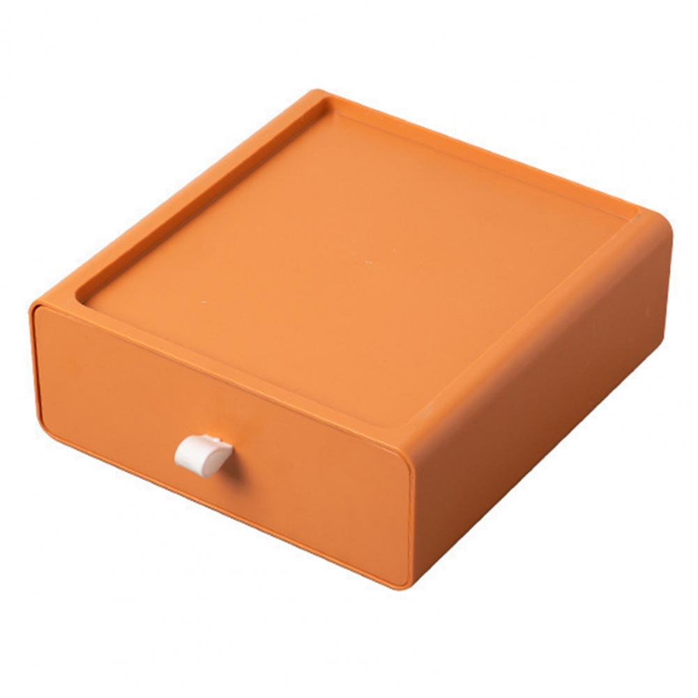 20cm Storage Box Pure Color Superimposed Solid Storage Cosmetic Little Knob Rectangle Shape Storage Drawers Household Products XS оранжевый 890₽