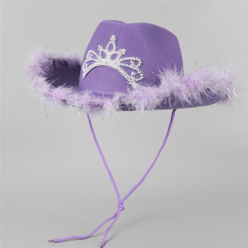Pink Felt Cowboy Hat With Frayed Edge Velvet Trim Wide Brim Western Women Fall