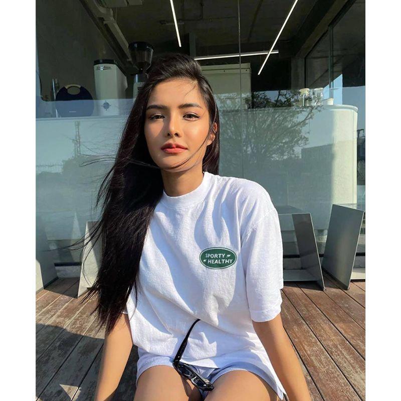 American Retro Street Sports Style Minimalist Casual Sporty Green Small Icon Print Pure Cotton Short Sleeve T-shirt