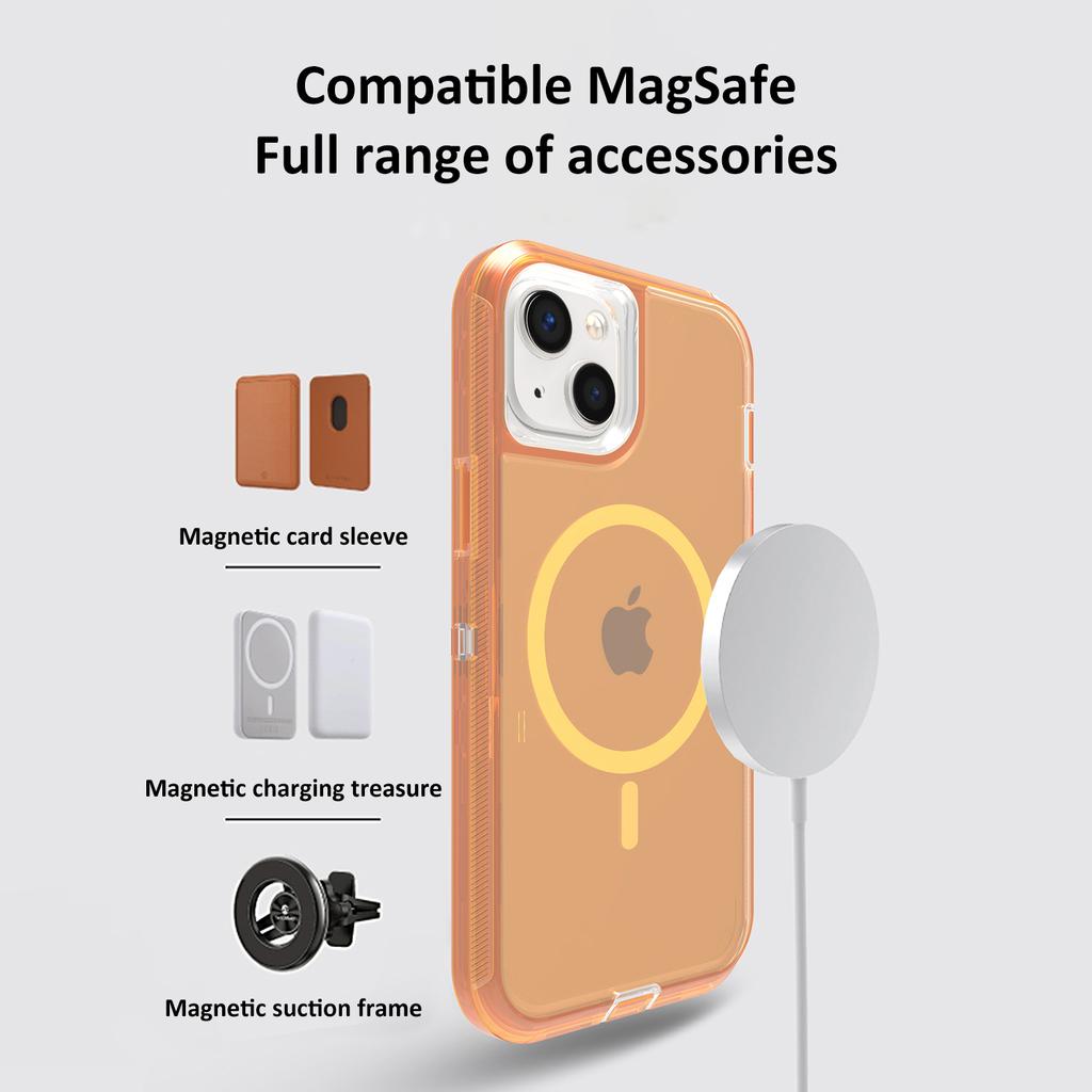 For iPhone 15 Plus Case Compatible with MagSafe Shockproof TPU + PC Phone Back Cover