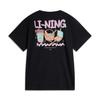 Li Ning Comfortable Simple Versatile Letter Print Round Neck Loose Fashion Short Sleeve T-Shirt Women T-Shirt Black AHSU646-3