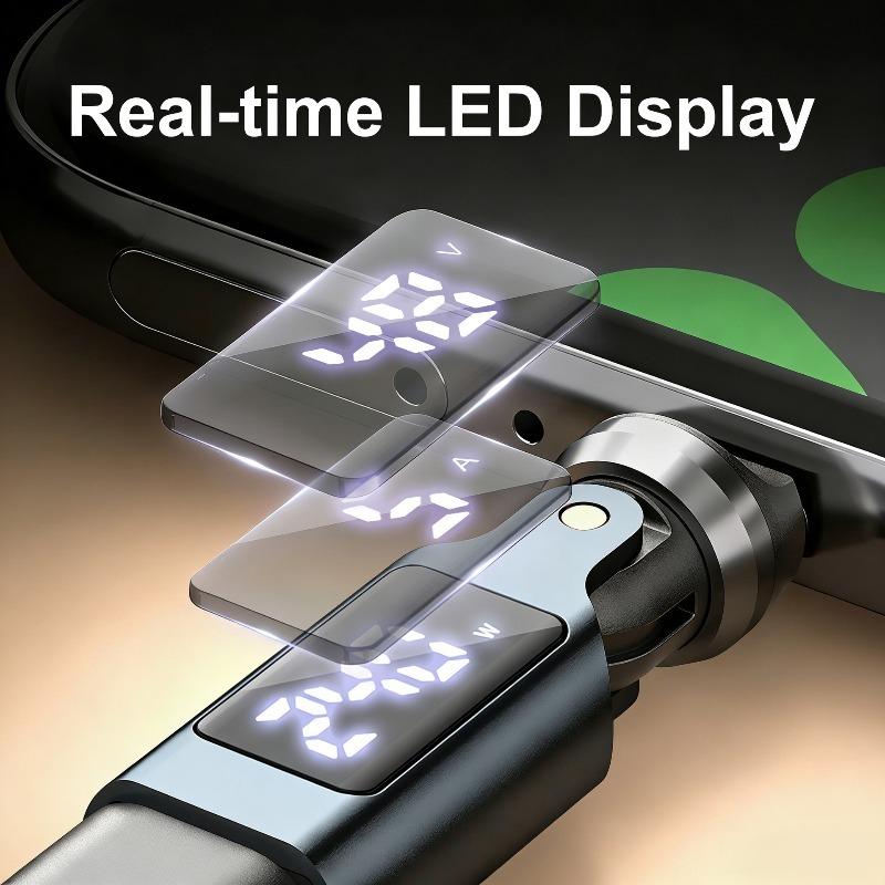 240W Digital Display 540° Rotatable Type-C Elbow Adapter Bendable Fast Charging Connector Compatible with IPhone Xiaomi Stylus