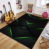 Technology Lines Geometry Black Green, Machine Washable Area Rugs for Living Room Carpet Rugs Non Slip  Soft for Bedroom Decor