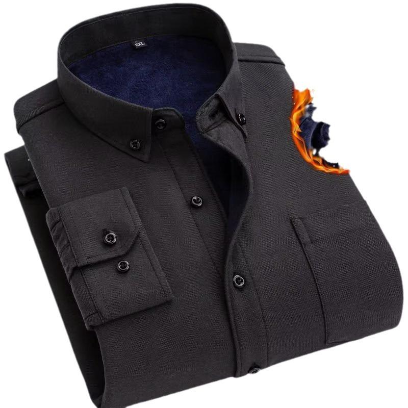 New Autumn And Winter Business All-match Shirt Jacket Men's Long-sleeved Solid Color Warm Shirt Outdoor Daily Shirt