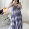 Plus Size Striped Vest Nightdress Women Summer Sleeveless Loungewear Ins Trend Loose Long Dress Pajamas Homewear