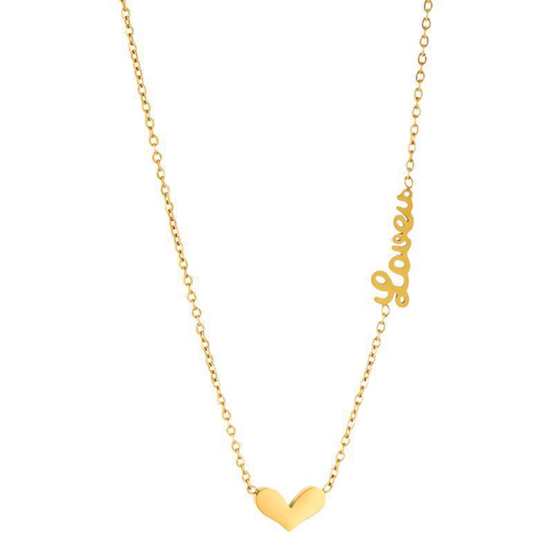 Elegant Titanium Heart Necklace - LOVE Letter Clavicle Chain for Women, Perfect Gift for Best Friend