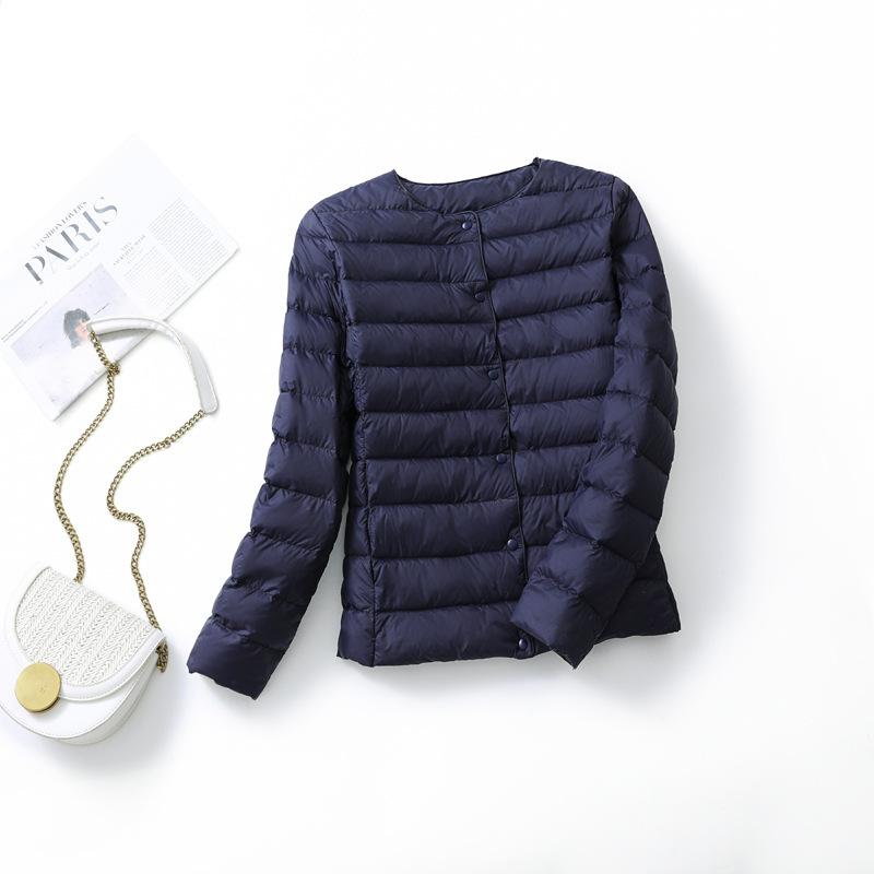 Light and thin down jacket women's long-sleeved jacket autumn and winter windbreaker light and thin collarless down jacket large size slim fit