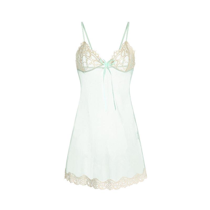 Women's Plus Size Lace Mesh Sheer Cami Sleep Dress with Robe Costume Set