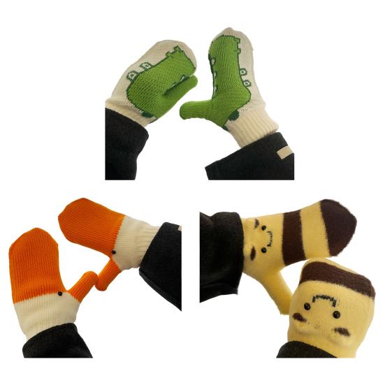 1 Pair Winter Gloves Goose Design Warm Mittens Women Men Universal Size Thermal Soft Lined Knitted Winter