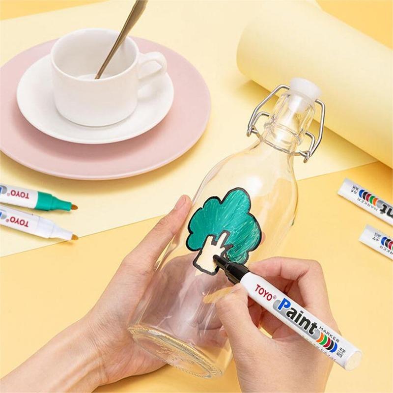 Metal Permanent Paint Marker Pen Waterproof Car Tyre Tire Tread Rubber Graffiti Touch Scratch Wet Wax Highlighter White Markers