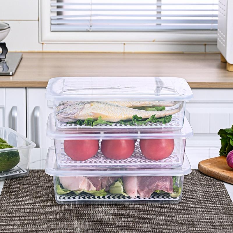 Abtropf-Aufbewahrungsbox, Kunststoff Große und Kleine Fischbox, Kühlschrank, Rechteckiger Kühlschrank für Meeresfrüchte und Gemüse, Kaltlagerbox