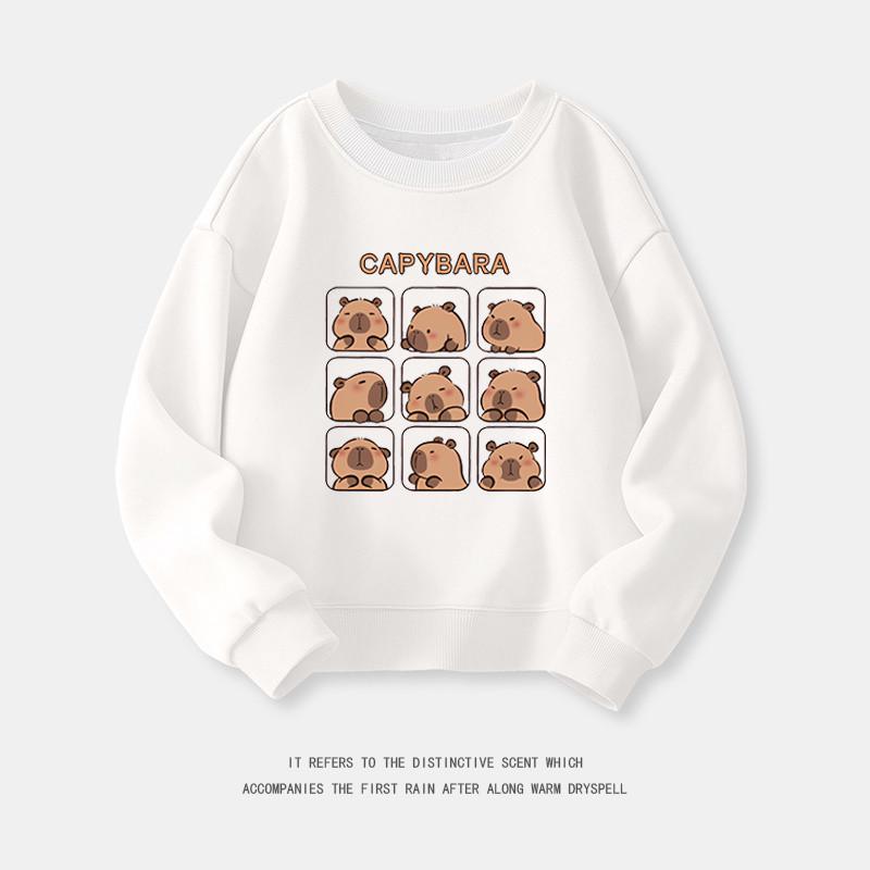 Cartoon Capybara Round Neck Sweatshirt for Boys and Girls - Spring/Autumn Long-Sleeve Shirt