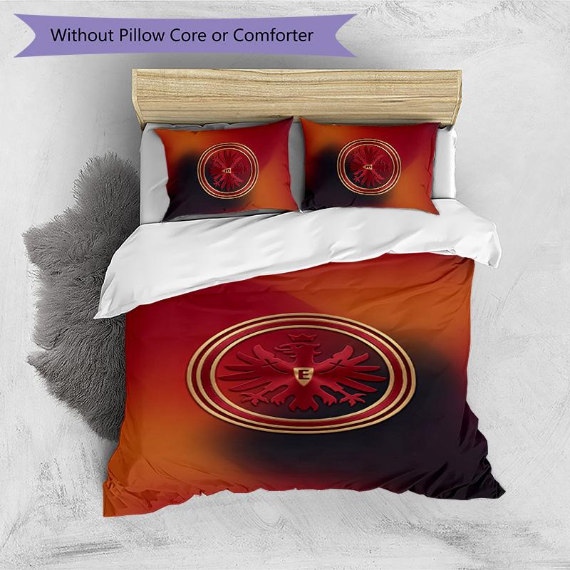 Set Lenzuola Stampato Calcio Eintracht Frankfurt 3 Pezzi, Comodo Set Copripiumino per Camera da Letto Delicato sulla Pelle
