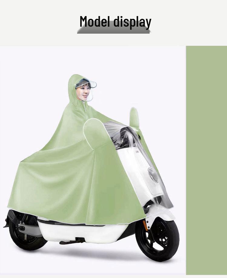 Thickened Electric Vehicle Poncho with Clear Dashboard, Double Brim, and Extended Length for Rainstorm Protection – Helmet-Compatible