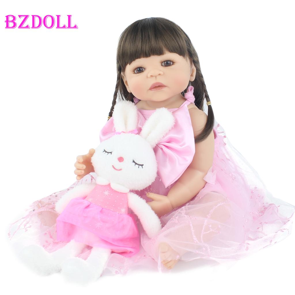 BZDOLL 55cm pełna silikonowa lalka Bebe Reborn realistyczne miękkie winylowe księżniczka jednorożec dzieci dziewczyna zabawka do kąpieli prezent urodzinowy dla dzieci