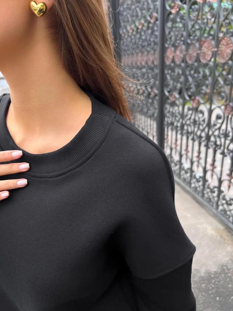 European & American Chic Retro Oversized Sweatshirt – Plain Color, Thickened, Round Neck, Comfortable for Autumn & Winter
