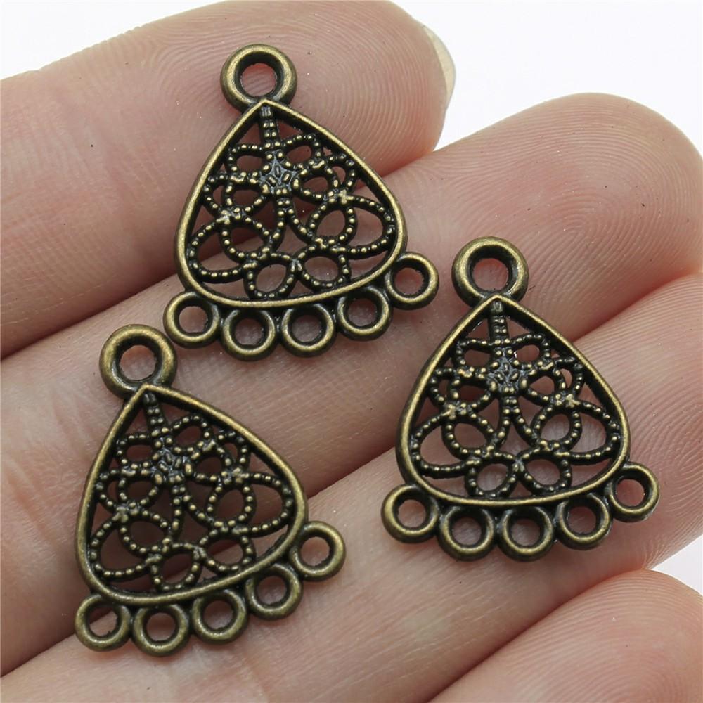 10pcs Charms Dreamcatcher Antique Bronze Color Earring Connector Charms Pendants For Jewelry Making
