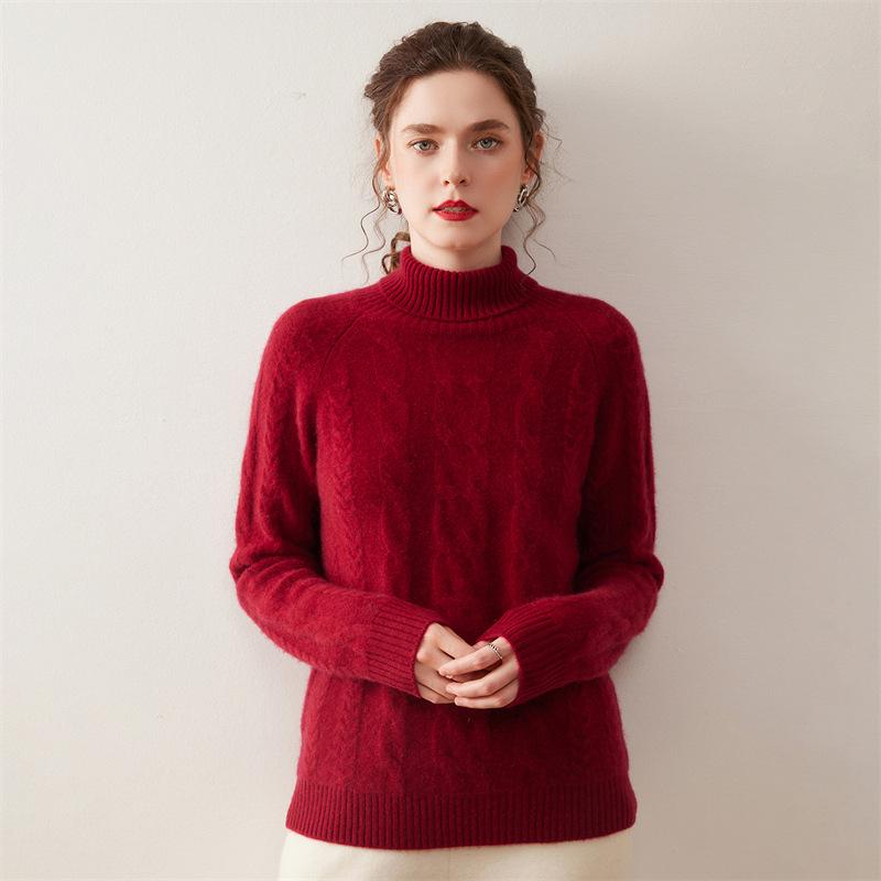 Women's Cashmere High Neck Sweater 2025: New Winter Style, Gentle Loose Fit, Slimming Thick Base Layer.