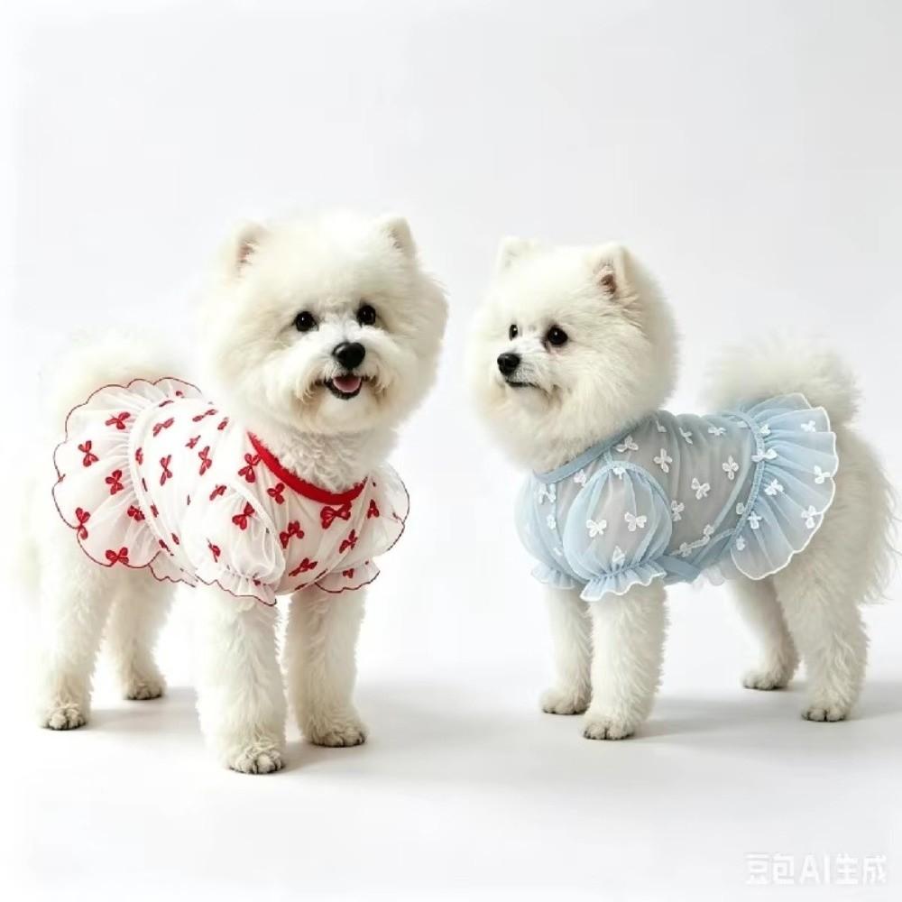 Bow Pattern Mesh Dog Skirt Breathable Pet Sun Protection Vest For Small Medium Dogs