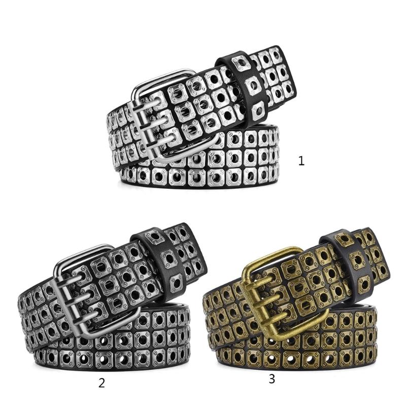 Women Adjustable Waist Belt Black Color Belt All-match Coat Dress Men Harajuku Formal Waistband with Pin Hole Decor