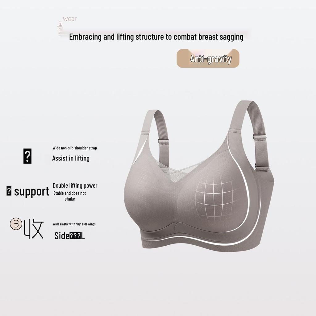 Women's Plus Size Seamless Wire-Free Push-Up Bra - Lift & Support with Breathable Side Boob Control