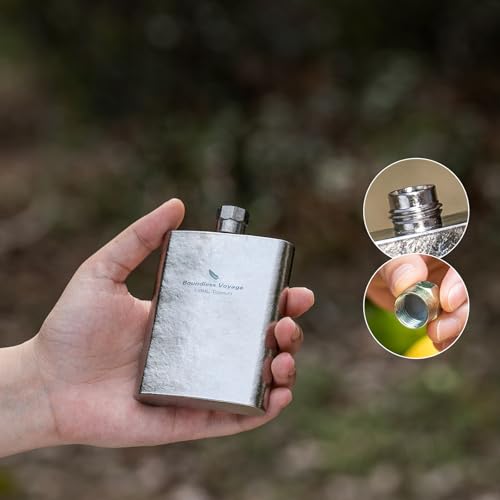 Boundless Voyage Titanium Hip Flask, U-Shaped, 100ml with Funnel, Lightweight, Durable, Rust-Resistant, Portable, Travel, Stylish, Suitable for Whiske