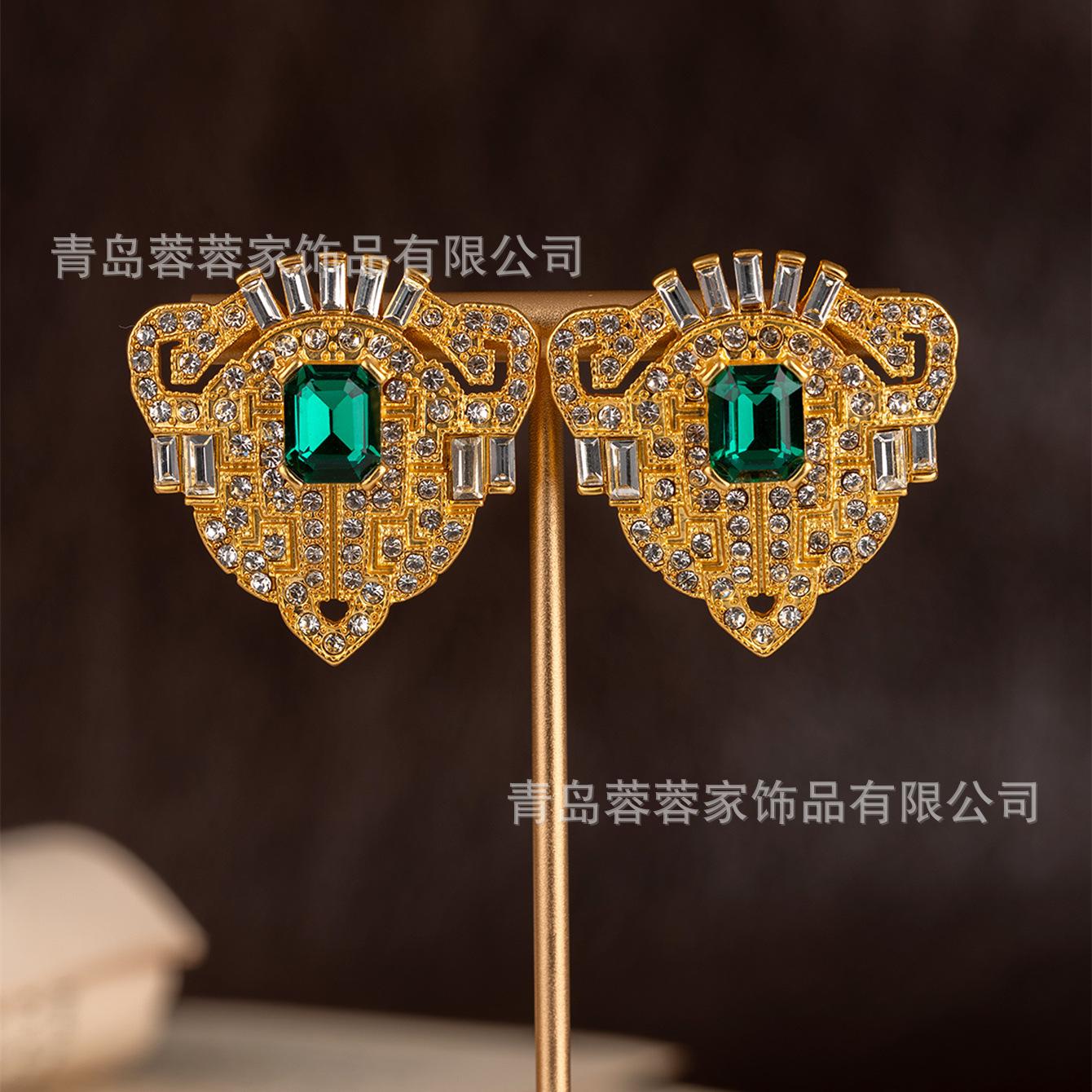 Medieval Art Color Treasure Gold Heavy Industry Earrings Exquisite Retro European Old Money Style Vintage Jewelry
