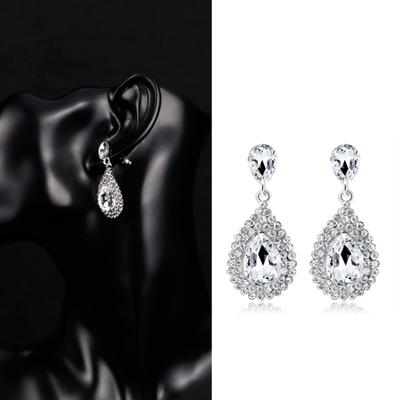 Luxury Water Drop Rhinestone Women Earrings Dangle Ear Drop Jewelry Charm Decor