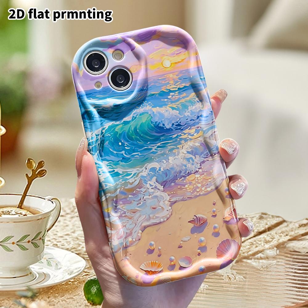 Phone Case: 2D Flat, Suitable for iPhone 18 17 16 15 14 13 12 Pro Protective Case, Phone Decoration, Sunset Beach, Halloween and Christmas Gifts