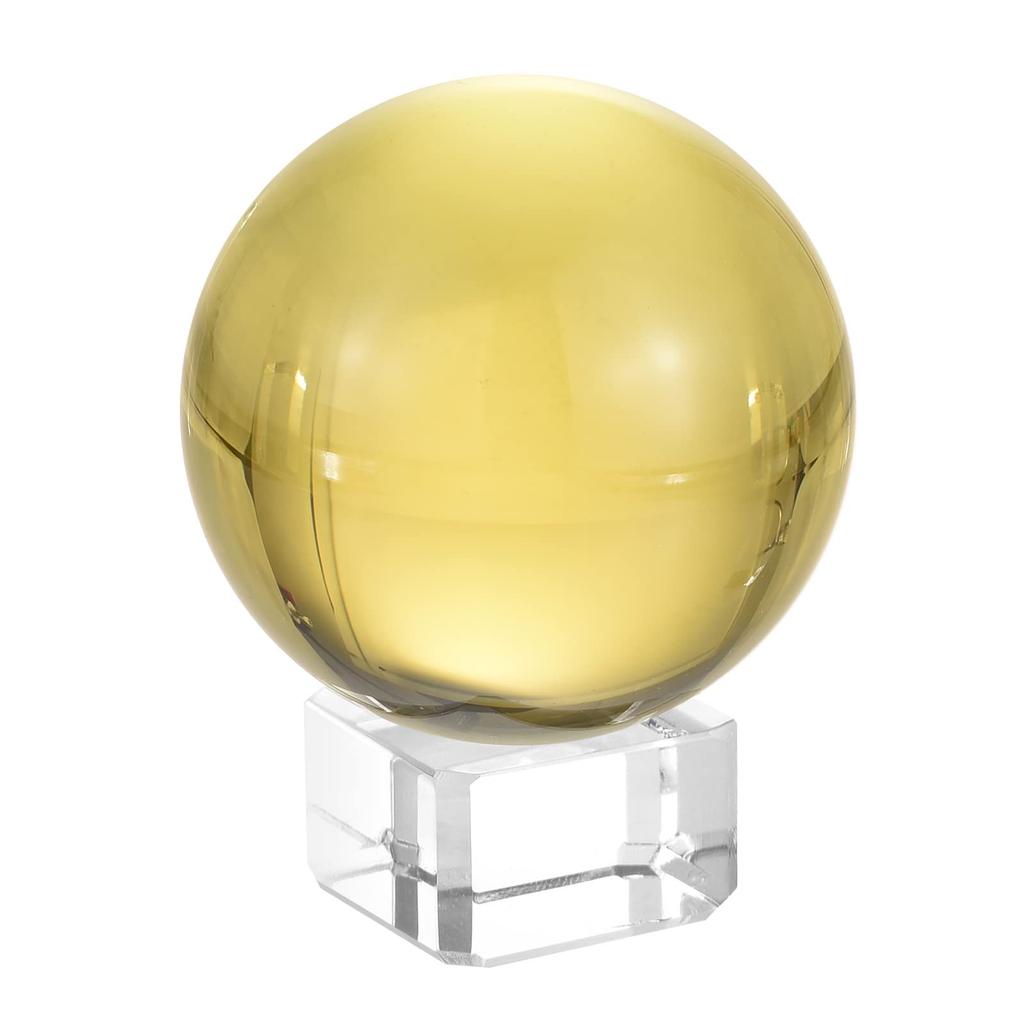 PATIKIL 60mm Crystal Ball, Set of 1, K9 Crystal Balls, Decorative Balls with Gift Box and Crystal Stand, for Photography and Office Decor, Yellow