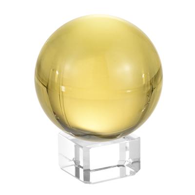 PATIKIL Boule de Cristal 60mm, Lot de 1, Boules de Cristal K9, Boules Décoratives avec Boîte Cadeau et Support en Cristal, pour la Photographie et la Décoration de Bureau, Jaune