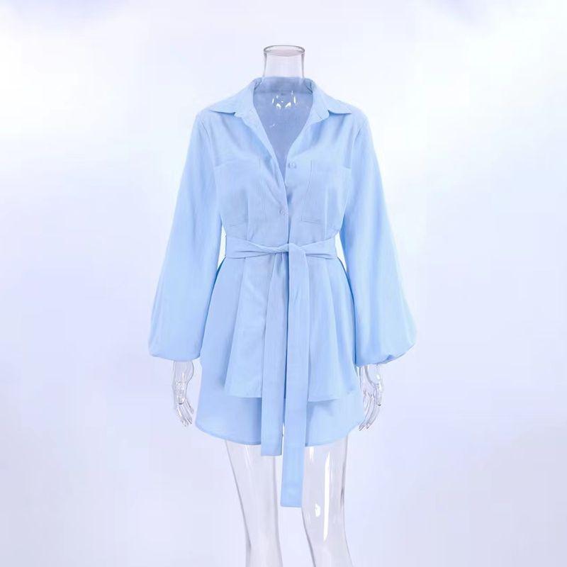 

Fashion Loose Long Sleeves Shoelace Tops Shorts Suit Loose Lace up Top and Shorts Set Blue S