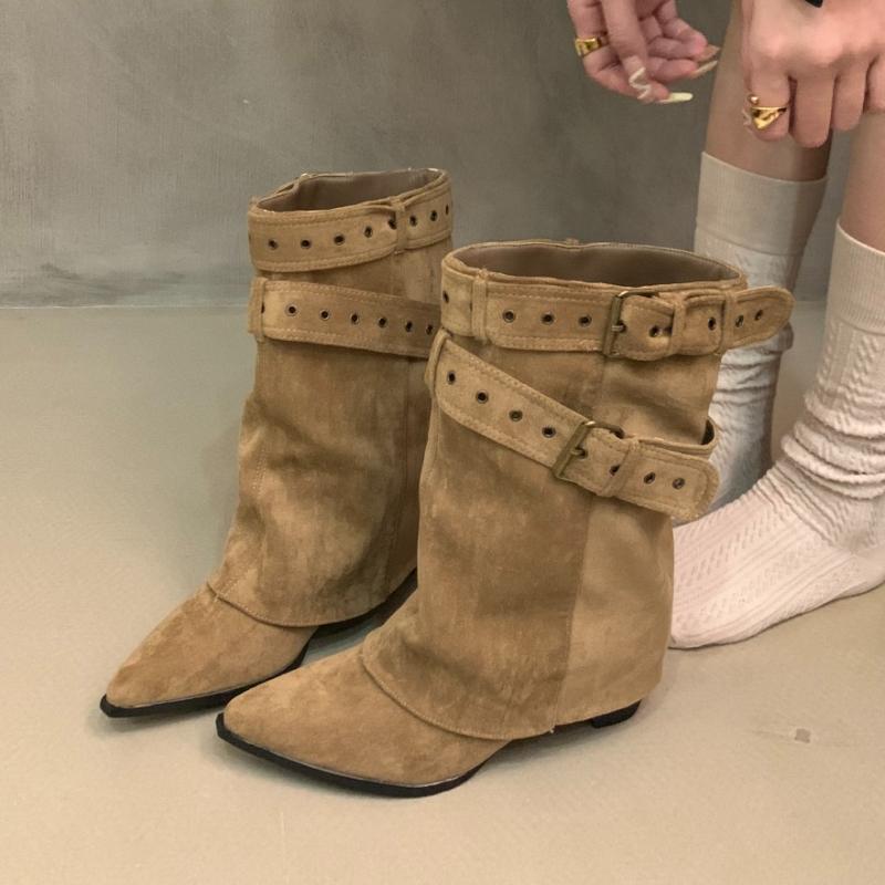 Fashion Designer 2025 New Women Ankle Boots Pointed Toe High Heels Shoes Fashion Sexy Dress Party Women Motorcycle Boots Mujer Pumps
