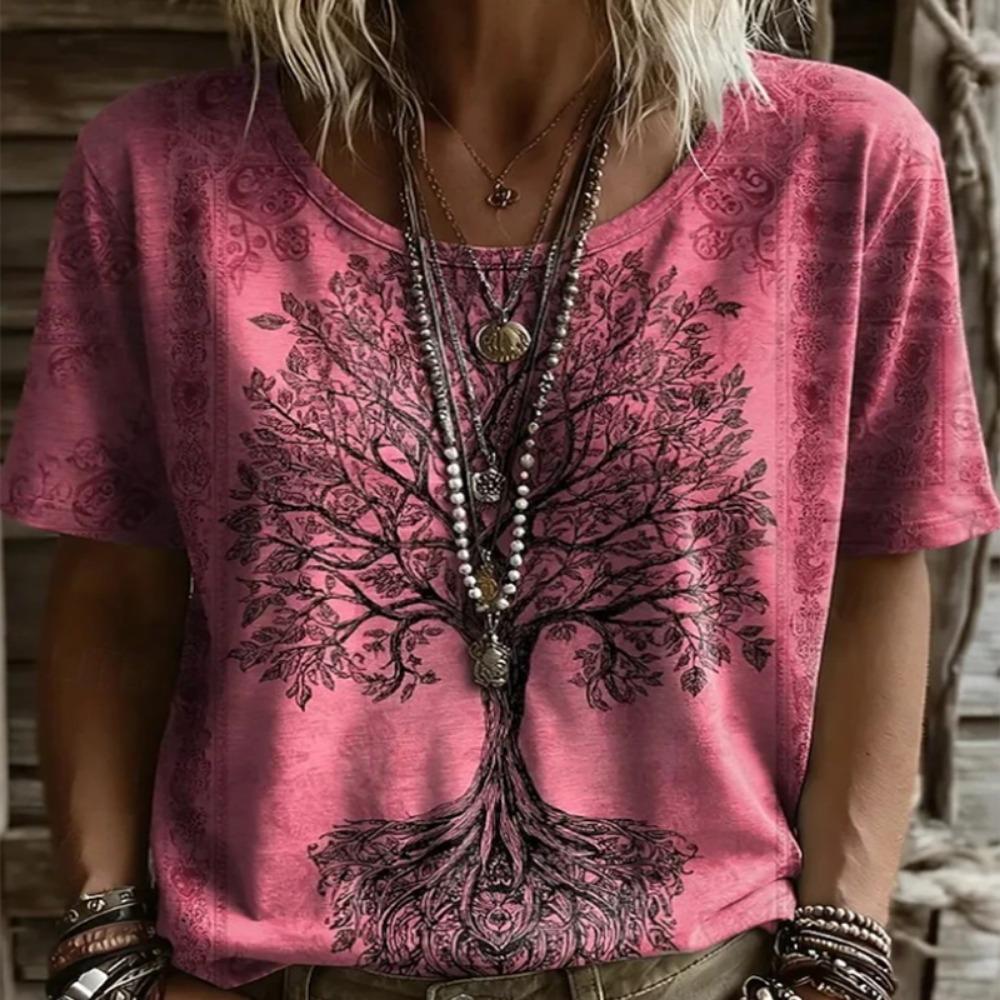 Bohemian Paisley Print Women T-Shirt Vintage Ethnic O-Neck Short Sleeve Casual Tops Loose Boho Summer Tee Plus Size Tees