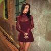 European & American Women's Mesh Spliced Long Sleeve Slimming Dress