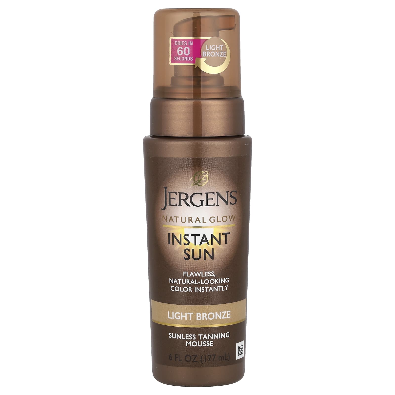 

Jergens, Natural Glow, Instant Sun, мусс для загара без солнца, светлый бронзовый оттенок, 6 жидких унций (177 мл)