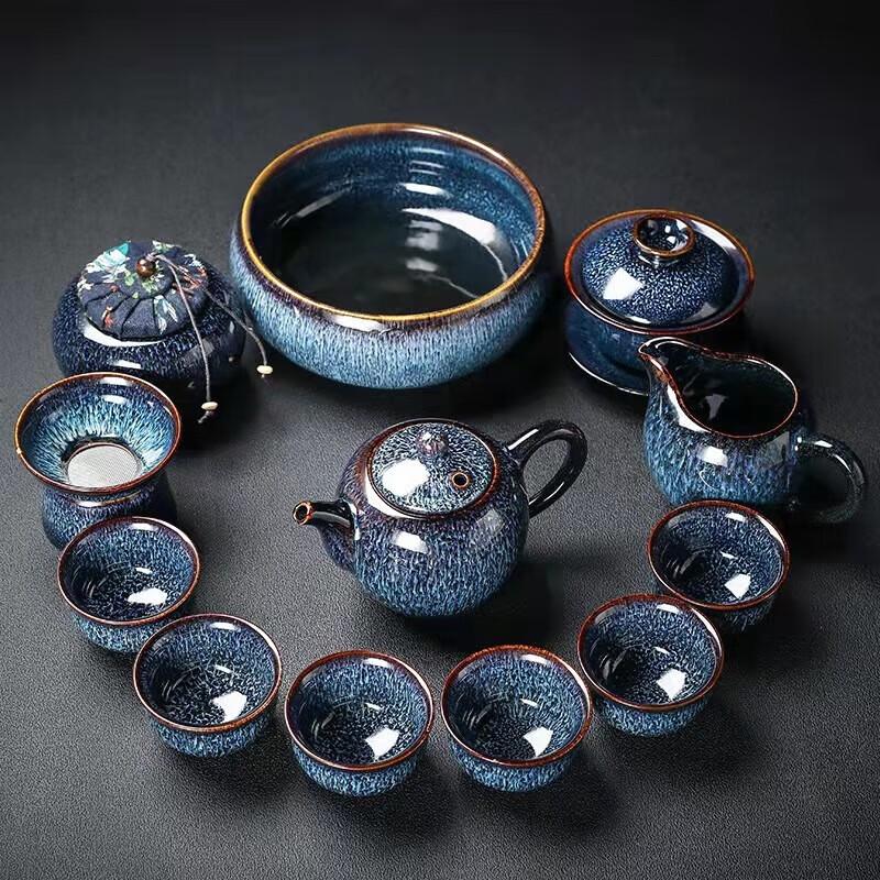 YIXI Kiln-Fired Jianzhan Ceramic Tea Set