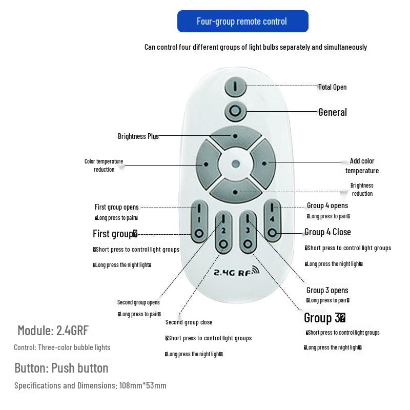2.4G Remote-Control LED Bulb, Wide Voltage, Three-Color Temp, Stepless Dimming, E26 Base