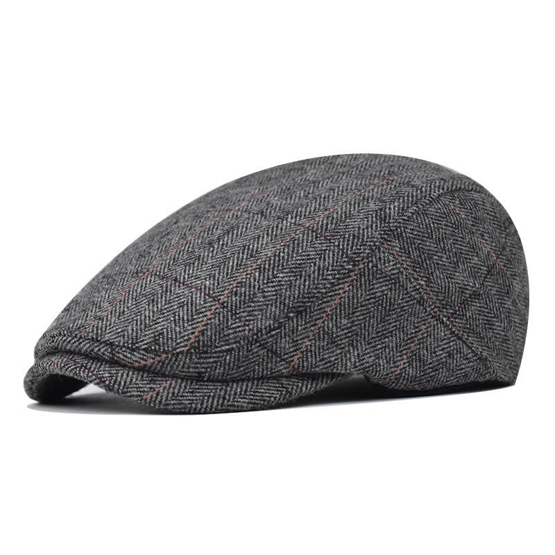 Lattice Pattern Cotton Beret  Hat For Men With Adjustable Casual Outdoor Travel