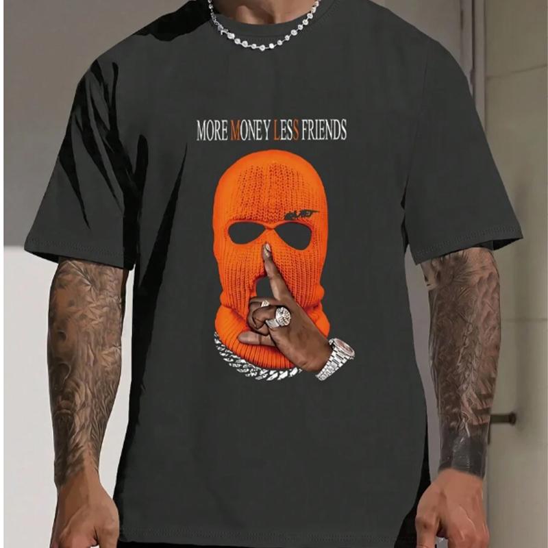 New Summer Men's Fashion T-shirt Funny Mask Printed Men's T-shirt Top
