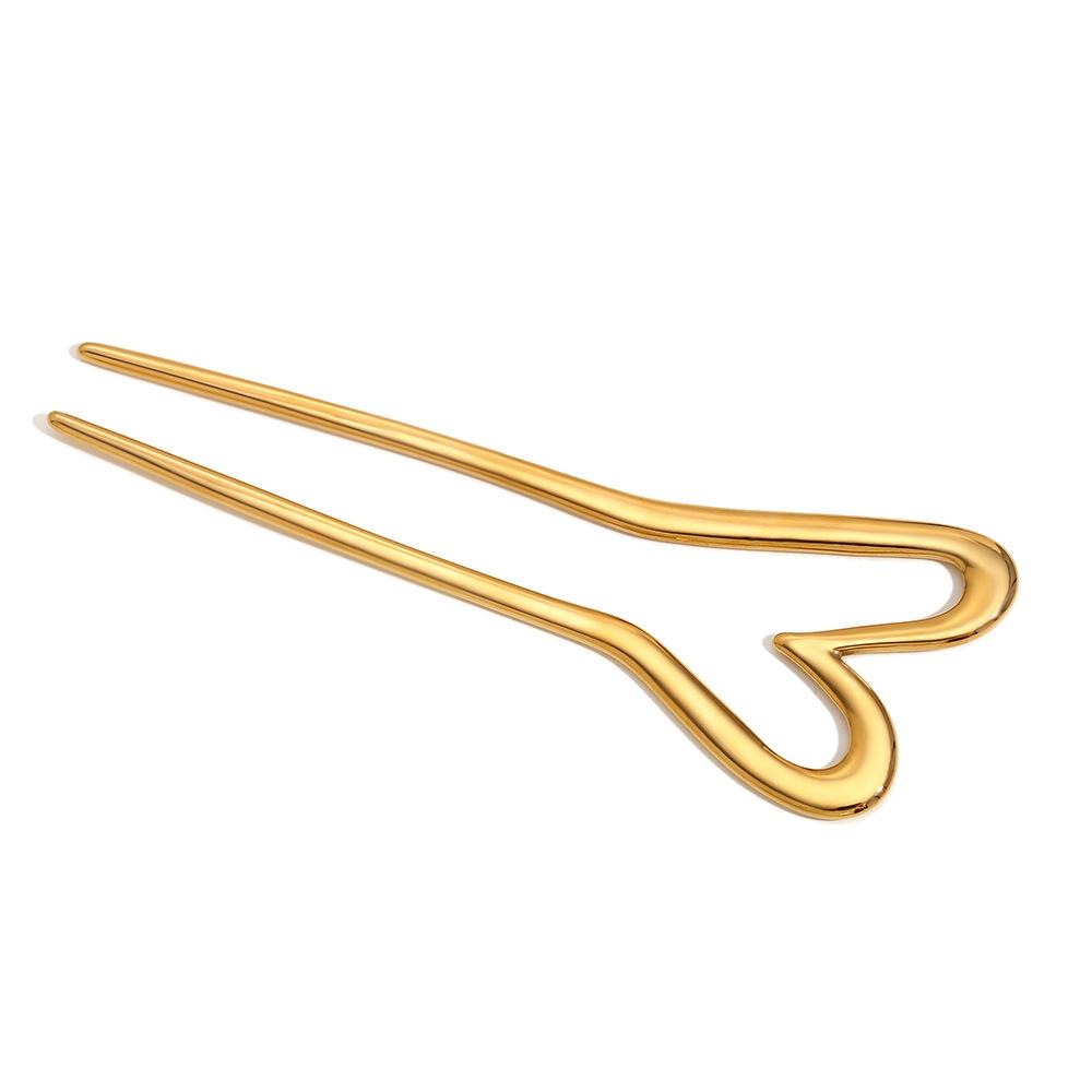 Minimalist Style Heart Shape Hairpin for Hairstyle Hair Accessories 18K Gold Plated Stainless Steel Waterproof Gift