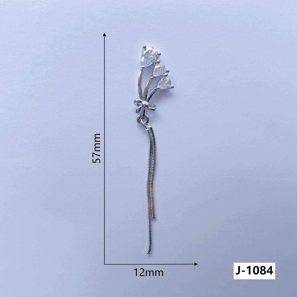 Flat-Bottom Tassel Chain Nail Art with Copper-Inlaid Zircon