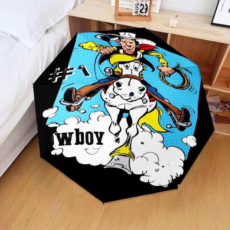 Cowboy Horseback Luke Umbrella Folding umbrella, automatic umbrella 8-Frame for Travel, camping Use Gift for Halloween Christmas