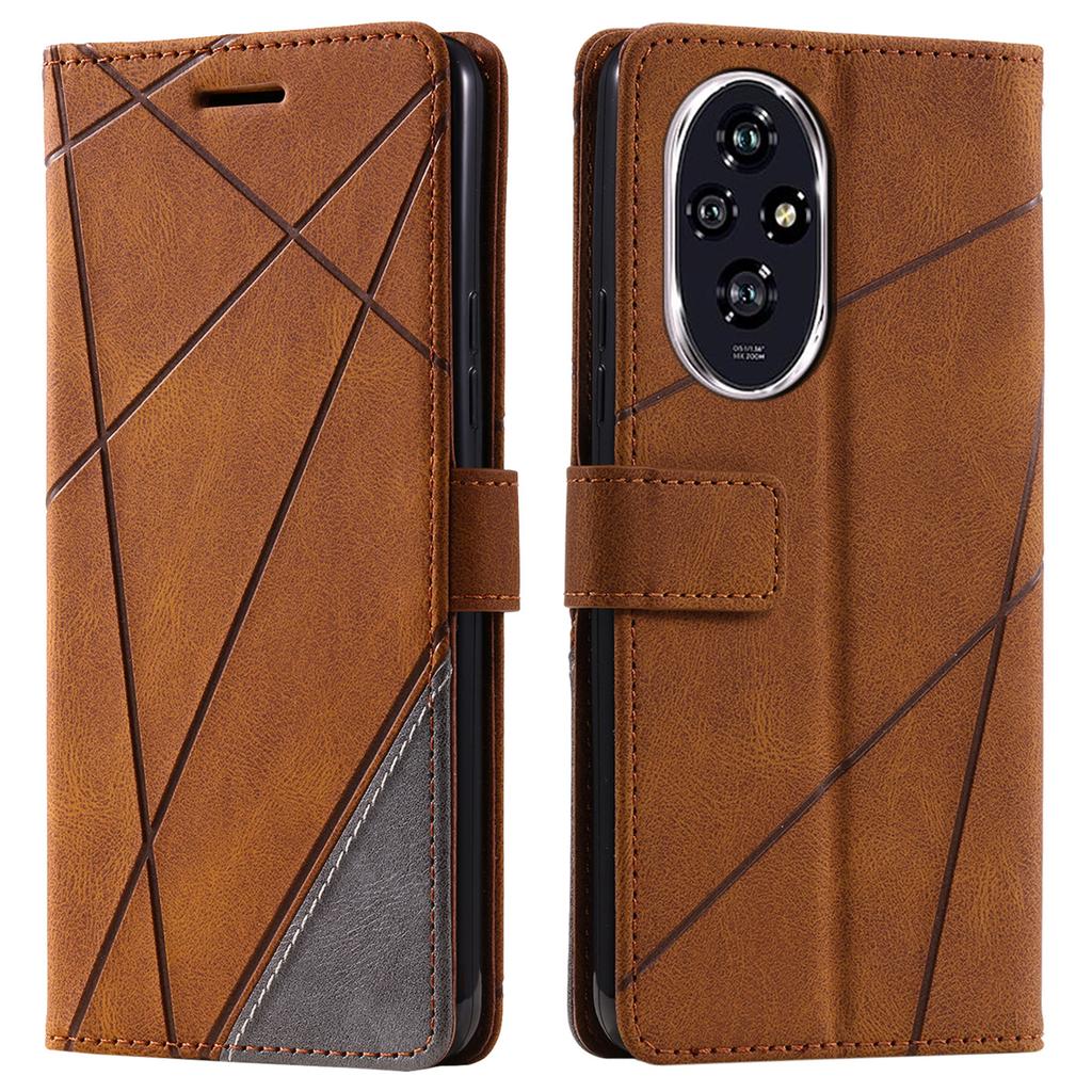 For Honor 200 Pro 5G Case Imprinted Lines PU Leather Splicing Wallet Phone Cover