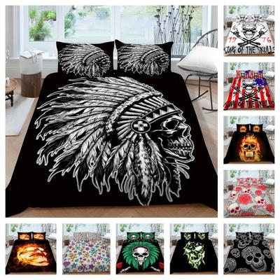 3D Bedding Set Home Bedclothes Skull Print Bedspread Woman Man Pillowcase Comfortable Warm  Comforter Duvet Cover